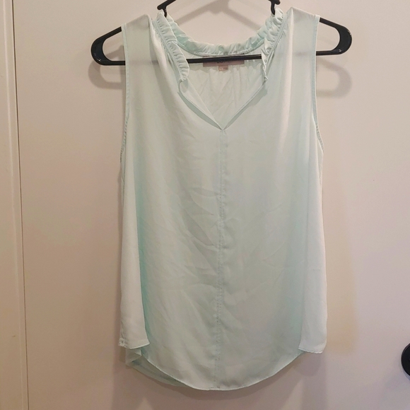 Loft brand tank size small, flutter neck, light aqua color - Picture 1 of 6